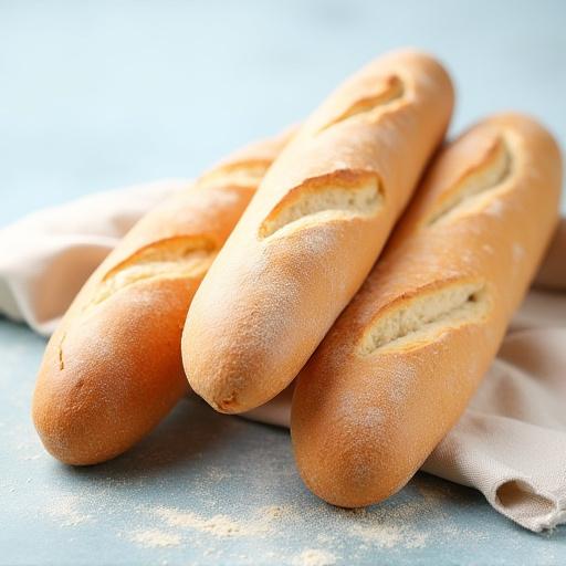 Three fresh country baguettes.